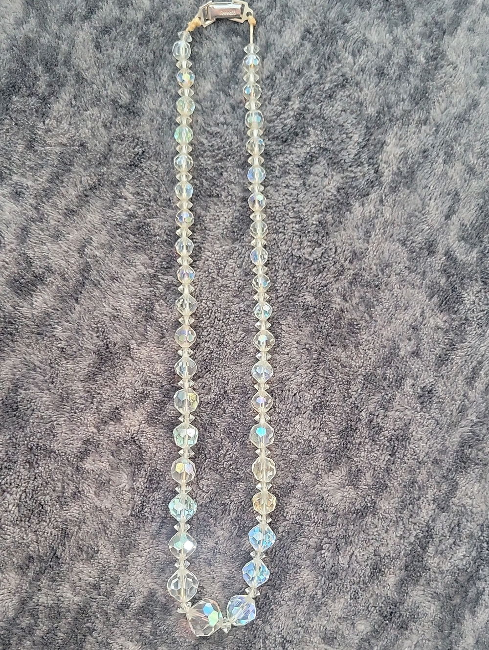Vtg. Germany Faceted AB Glass Single Strand "18 Necklace - Picture 2 of 8